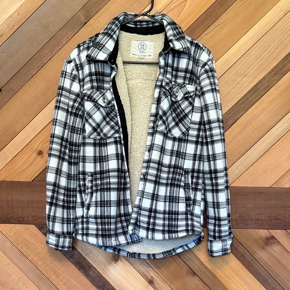 Plaid Sherpa-Lined Jacket